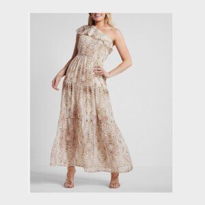 Express Rachel Zoe One Shoulder Tiered Ruffle Midi Dress Medium